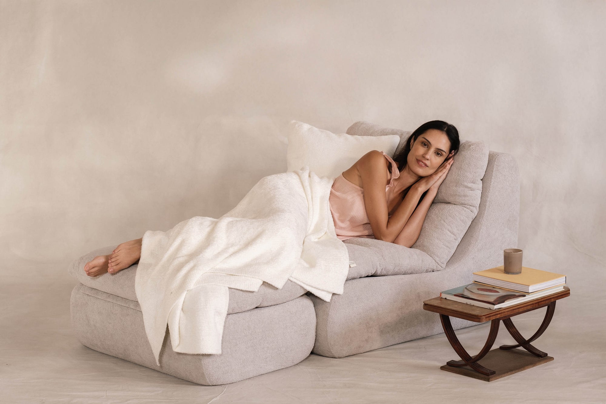 Luxury TENCEL Lyocell throw blanket styled in a modern living room