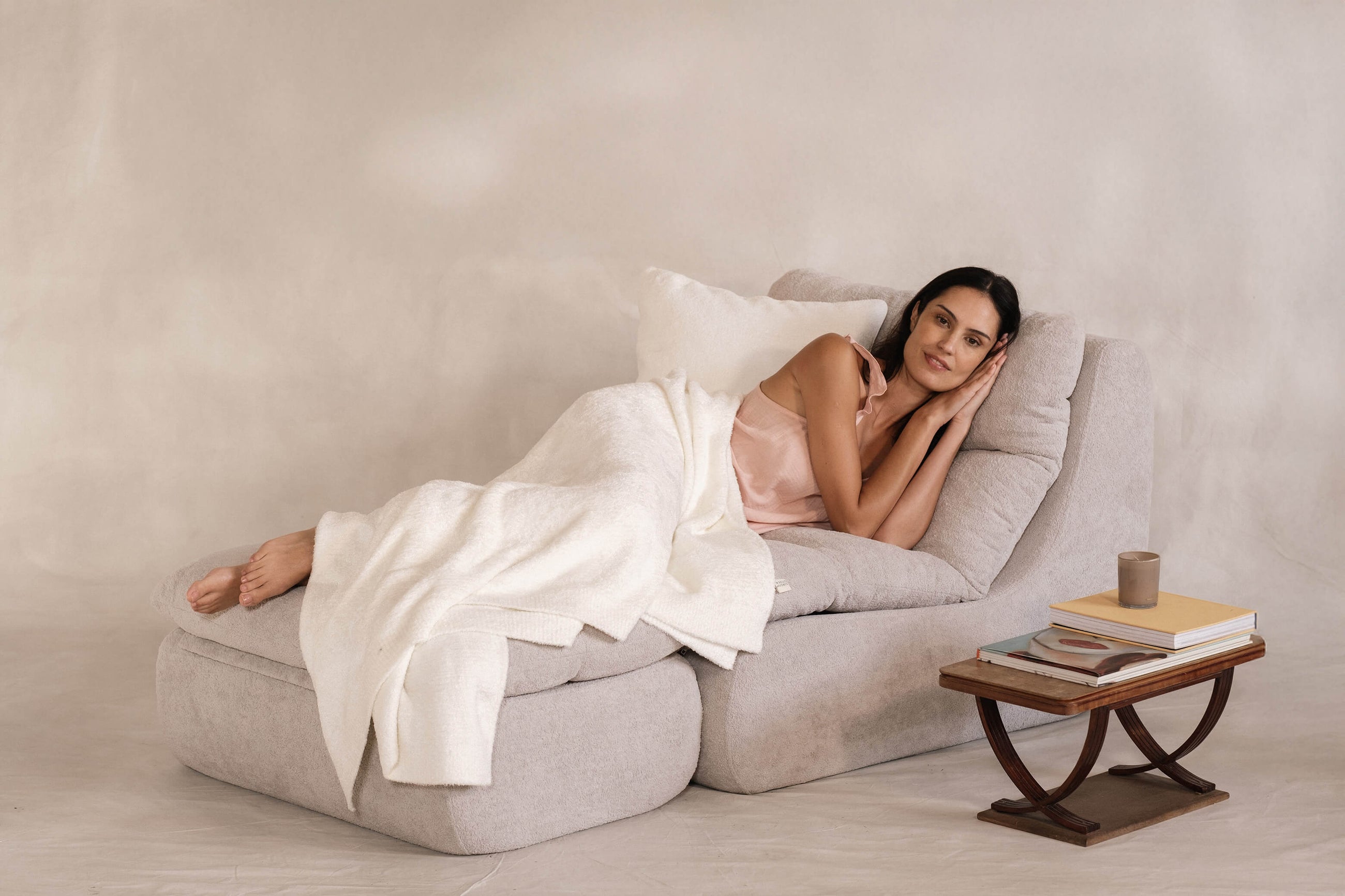 Luxury TENCEL Lyocell throw blanket styled in a modern living room