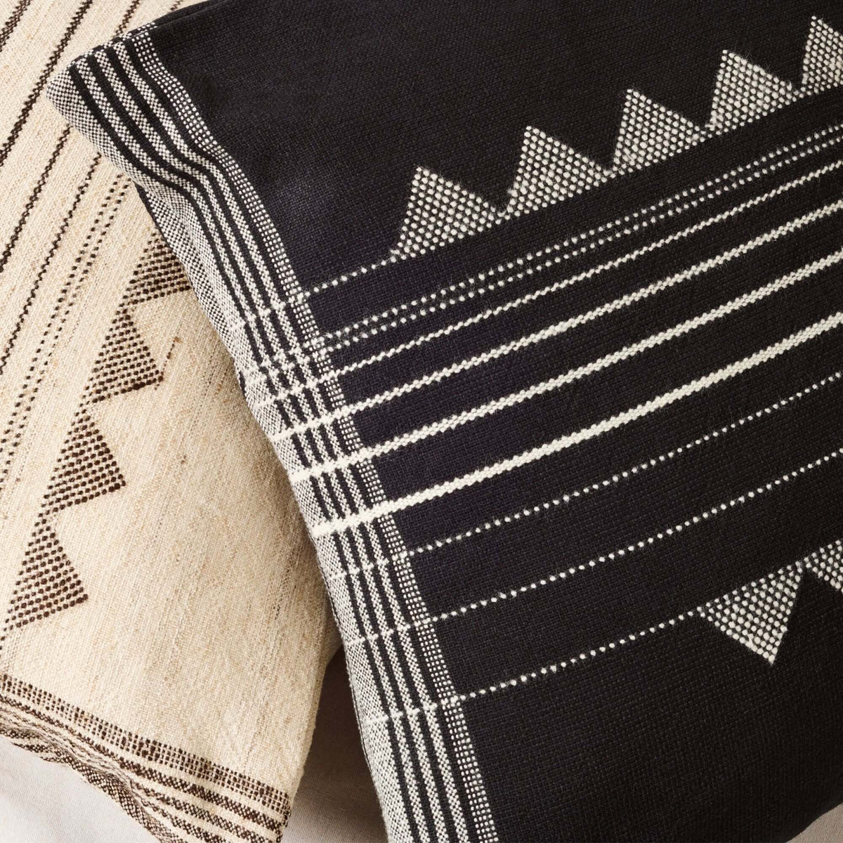 Kora Black large handloom artisanal pillow cover, 24x24 – One Affirmation