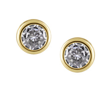 Alaina Bezel Stud Earrings in gold and silver