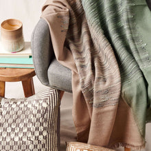 Salvia green brown handwoven merino queen size bedspread – One Affirmation