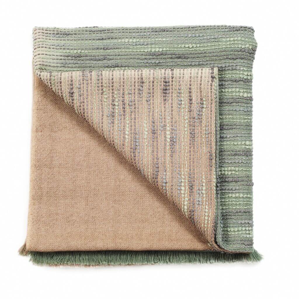 Salvia green brown merino ombre handloom throw – One Affirmation