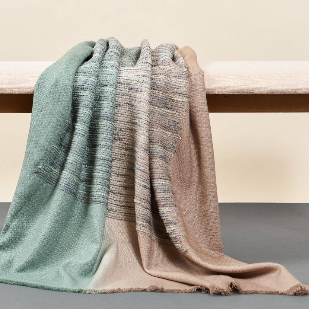 Salvia green brown handwoven merino queen size bedspread – One Affirmation