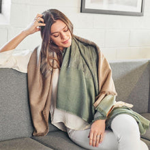 Salvia green brown merino ombre handloom throw – One Affirmation