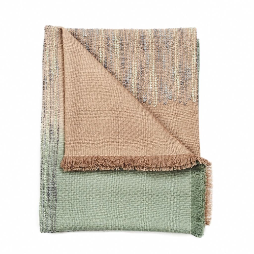 Salvia green brown handwoven merino queen size bedspread – One Affirmation