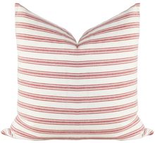 Scarlett red and cream ticking stripe pillow cover