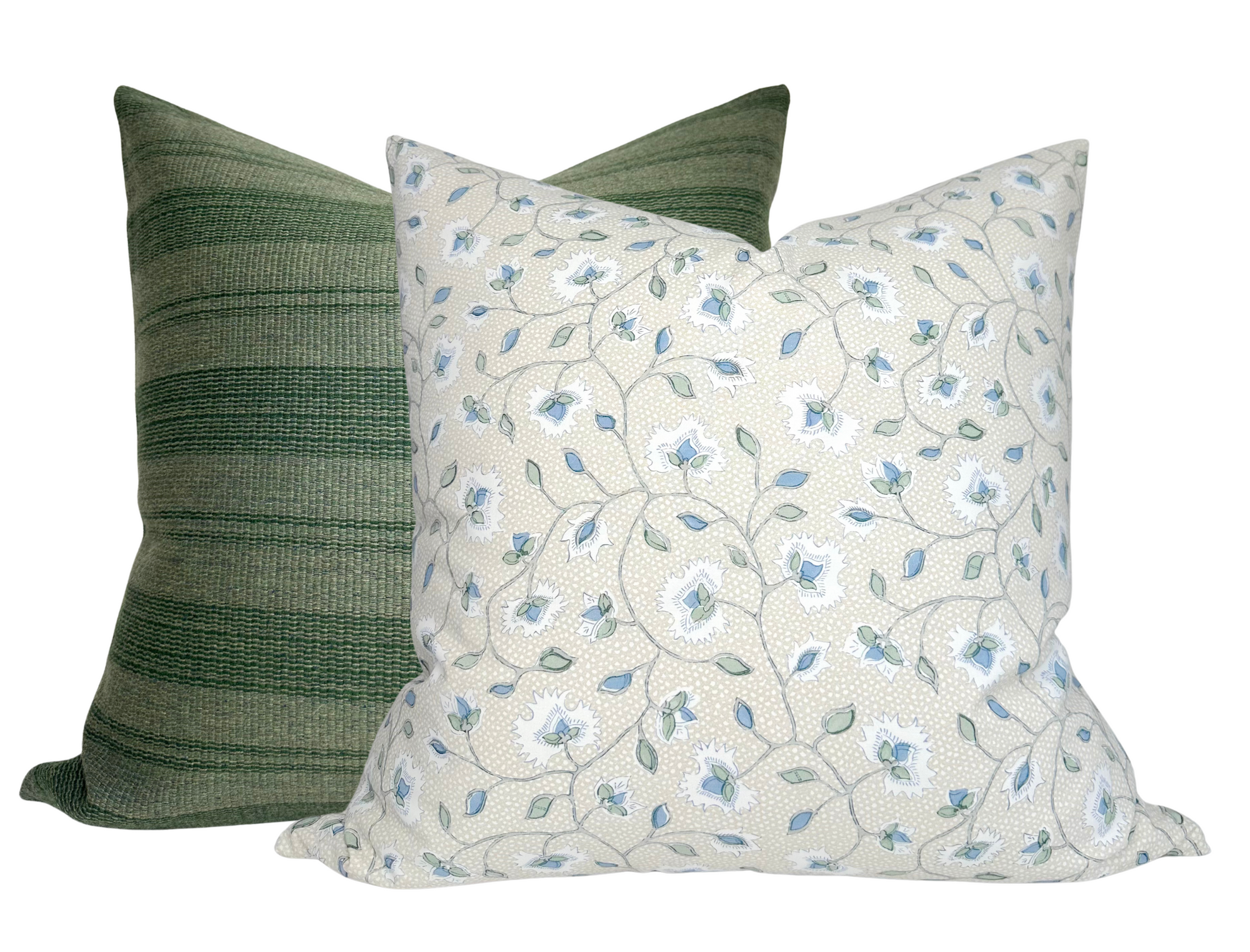 Striped Woven Pillow Cover in Forest Green