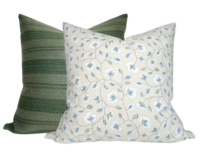 Striped Woven Pillow Cover in Forest Green