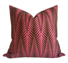 Chevron Velvet Pillow Cover in Fuchsia + Brown