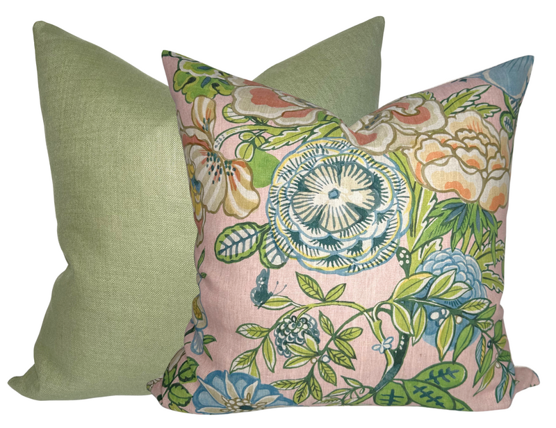 Peony Garden Floral Pillow Cover in Blush
