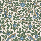 Bamboo Bird Pillow Cover in Aqua Blue