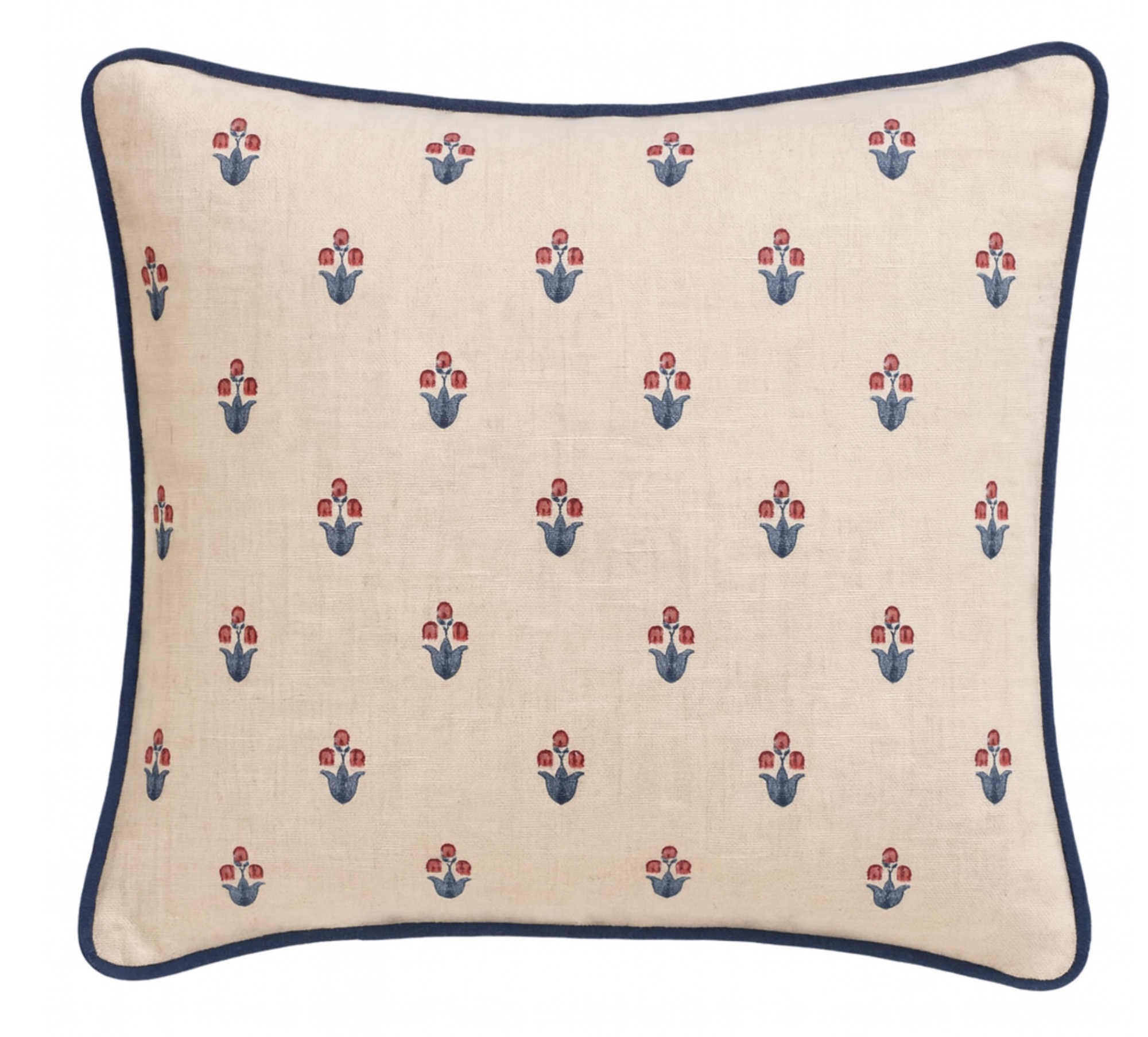 Moira Floral Pillow Cover in Red + Blue, Schumacher Textiles