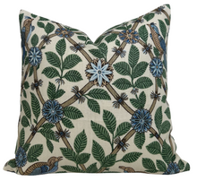 Ready to Ship, 16x16 Bamboo Bird Pillow Cover in Aqua Blue