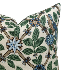 Ready to Ship, 16x16 Bamboo Bird Pillow Cover in Aqua Blue