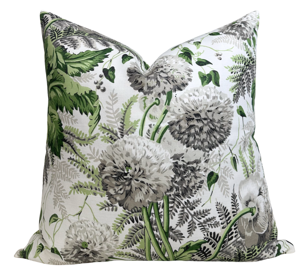 Dahlia floral pillow cover in spring green, 22x22