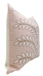 Ready to Ship 16x16 Frondescence Embroidered Pillow Cover in Blush Pink