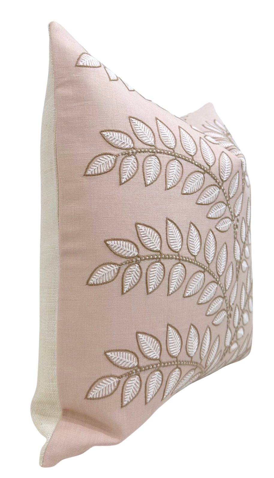 Ready to Ship 16x16 Frondescence Embroidered Pillow Cover in Blush Pink