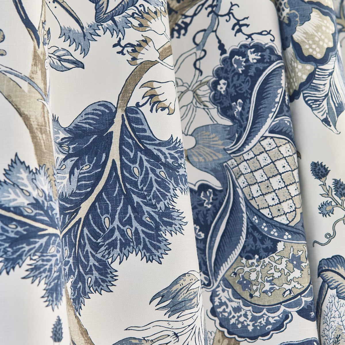 Ready to Ship, 22x22 Kalamkari Floral Pillow Cover in Blue