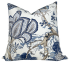 Ready to Ship, 22x22 Kalamkari Floral Pillow Cover in Blue