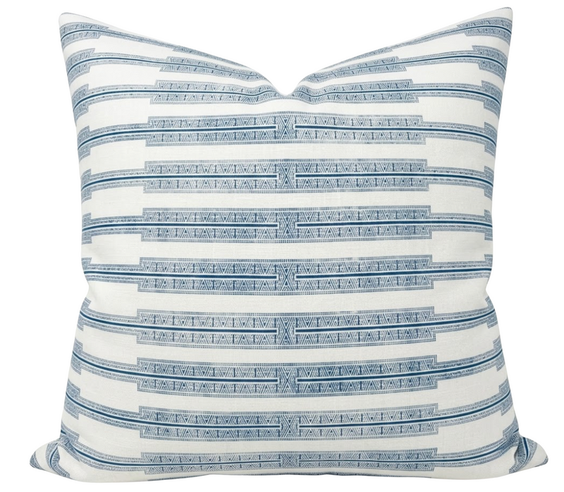 Indro Pillow Cover in Lake on Oyster, Susan Connor Textiles