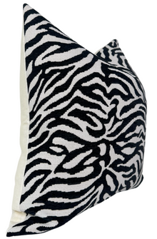 Zebra Noir Woven Pillow Cover