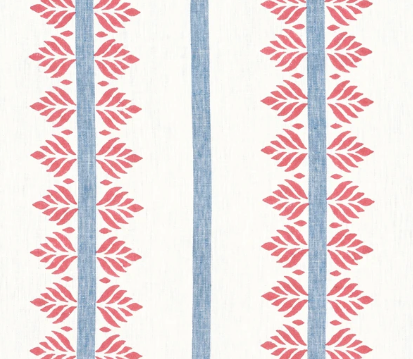 Fern Stripe red and blue pillow cover, angled view