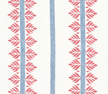 Fern Stripe red and blue pillow cover, angled view