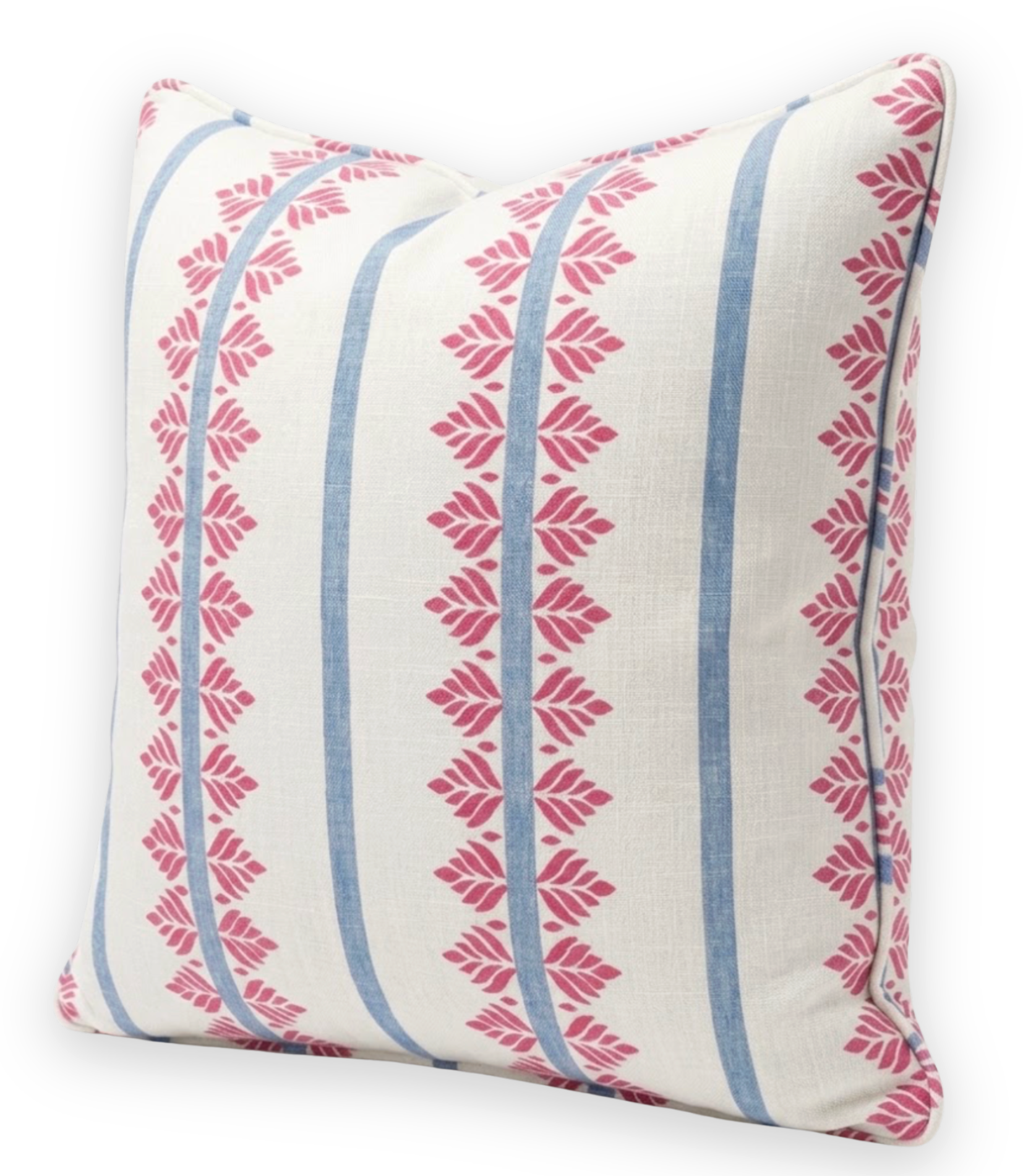 Fern Stripe red and blue pillow cover, print detail