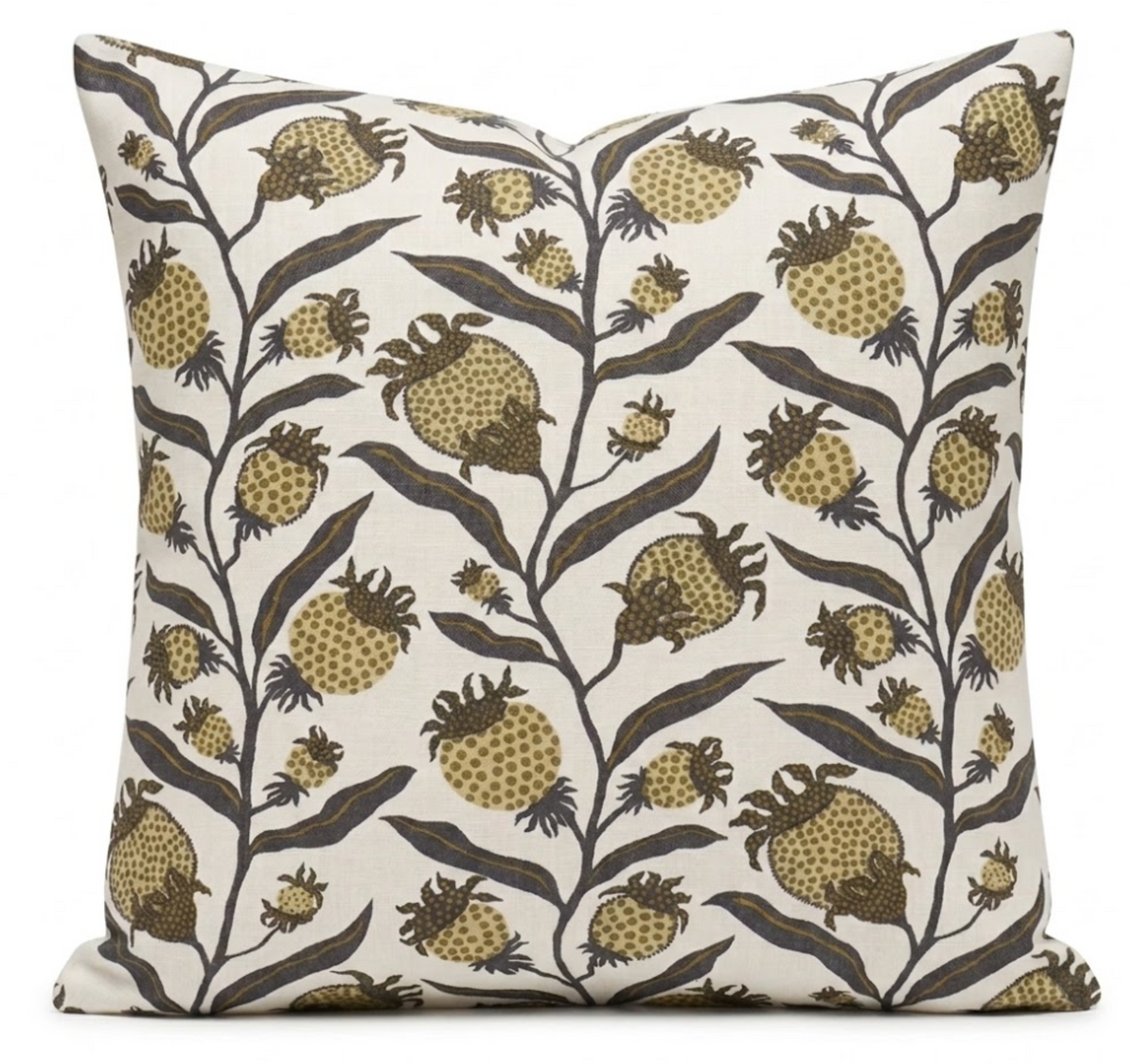 Thistle Vine Pillow Cover in Black and Gold, Schumacher Textiles