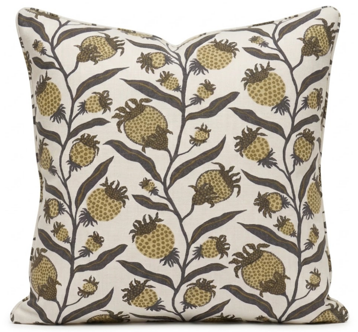 Thistle Vine Pillow Cover in Black and Gold, Schumacher Textiles