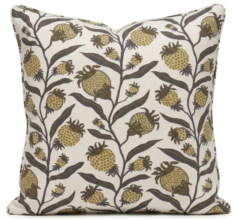 Thistle Vine Pillow Cover in Black and Gold, Schumacher Textiles
