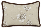 Sepia Garden floral lumbar pillow cover in beige with pleated flange, 12x22