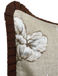 Sepia Garden beige pillow cover pleated flange close-up