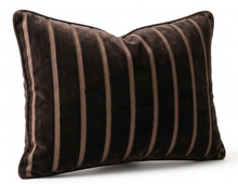 Regent Stripe Velvet Pillow Cover in Brown