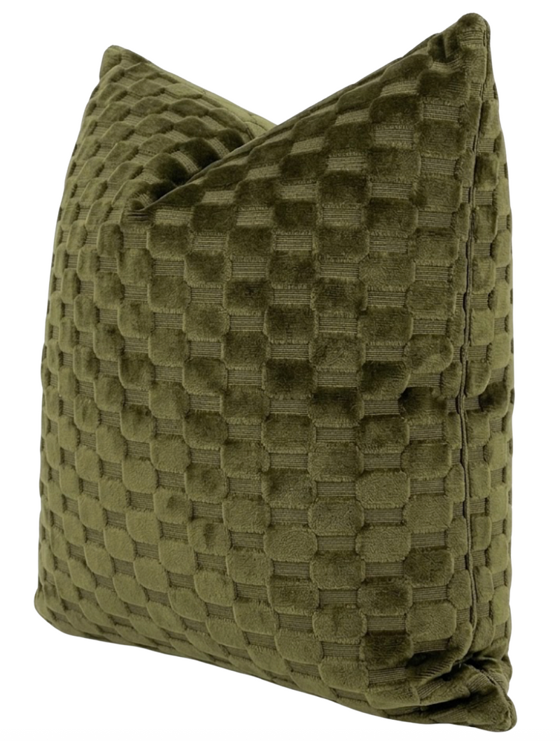 Marlow Cut Velvet Pillow Cover in Moss