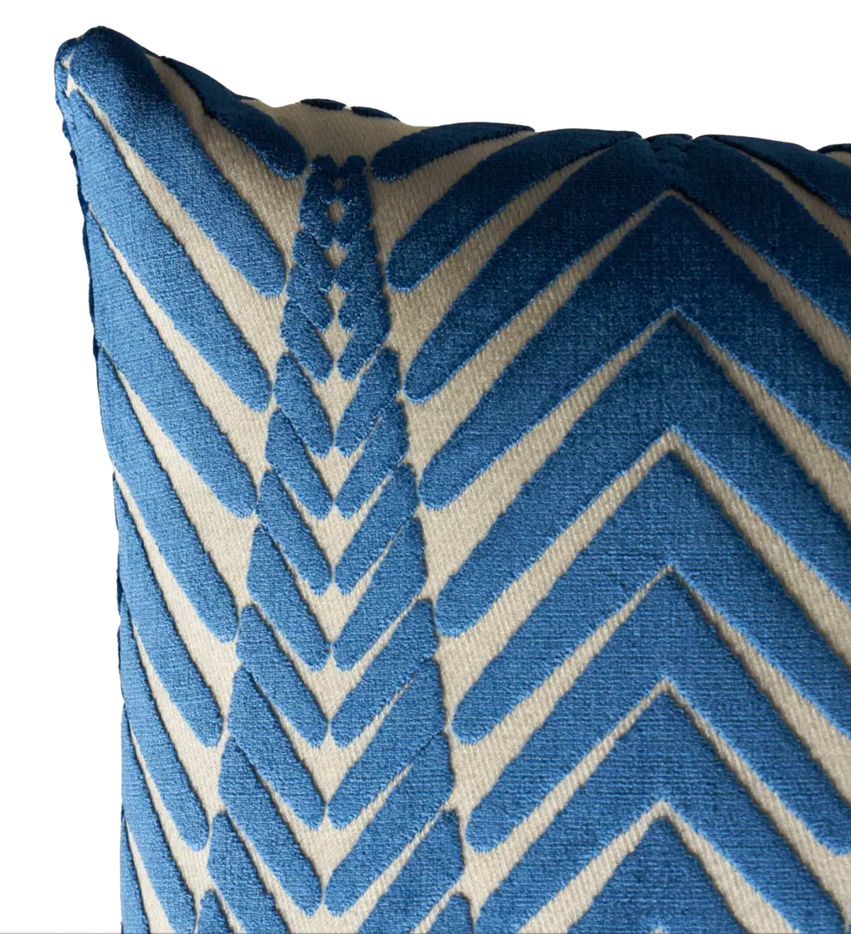 Zebra Velvet Pillow Cover in Silver Blue, Schumacher Textiles