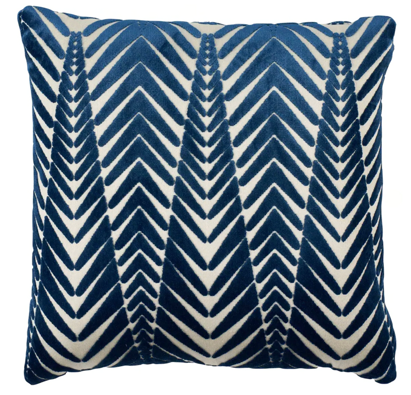 Zebra Velvet Pillow Cover in Silver Blue, Schumacher Textiles