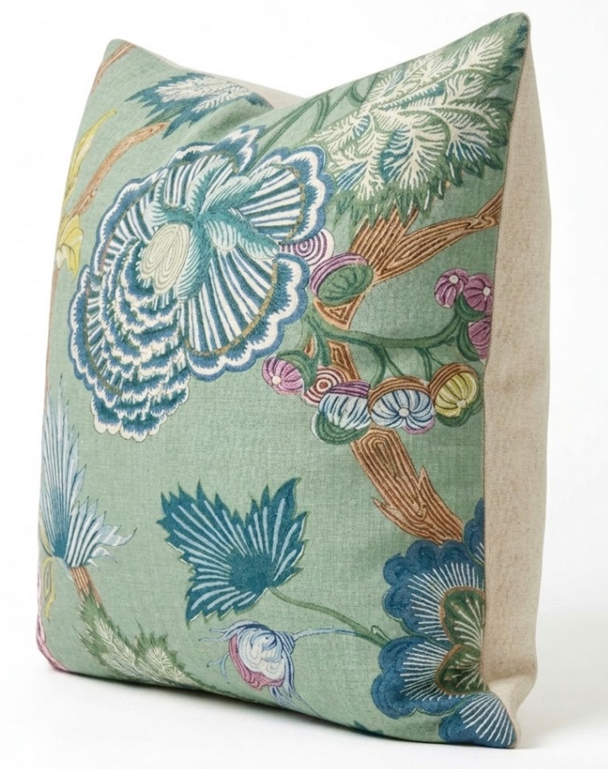 Indienne Jacobean Pillow Cover in Green, Thibaut Pillows