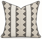 Dhara stripe linen pillow cover in black with black cording, 22x22