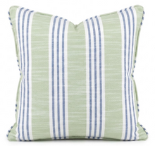 Thibaut Southport Stripe pillow cover in apple green and blue