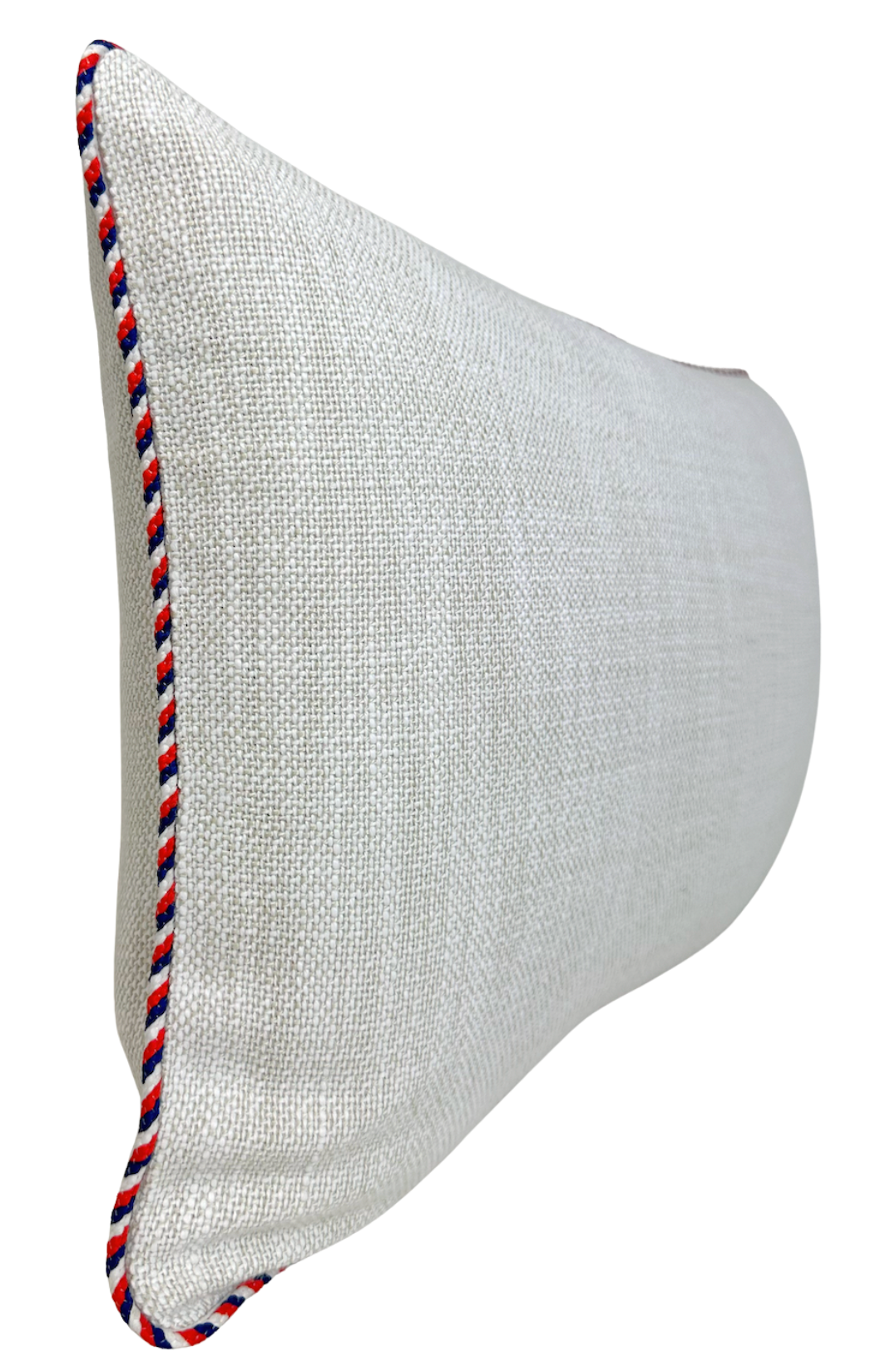 Montauk natural woven pillow cover trim detail