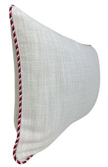 Montauk natural woven pillow cover trim detail