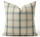 Heritage Plaid Pillow Cover in Sage Natural, sage green and cream plaid, front view