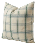 Heritage Plaid Pillow Cover in Sage Natural styled in a living room