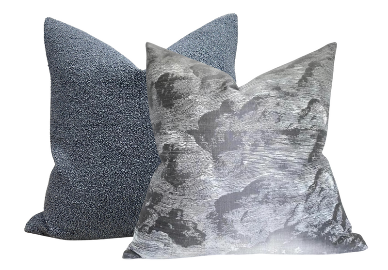 Cloud Toile Pillow Cover in Fog Grey, Schumacher Textiles