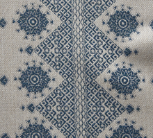 Carmania Pillow Cover in Indigo on Natural, Indoor Outdoor Pillows, Peter Dunham Textiles