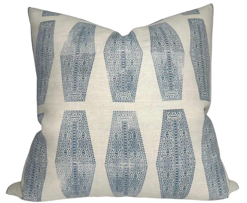 Inlay Pillow Cover in Lake Blue, Susan Connor Textiles