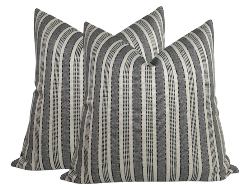 Amida Pillow Cover in Charcoal on Natural, Peter Dunham Textiles