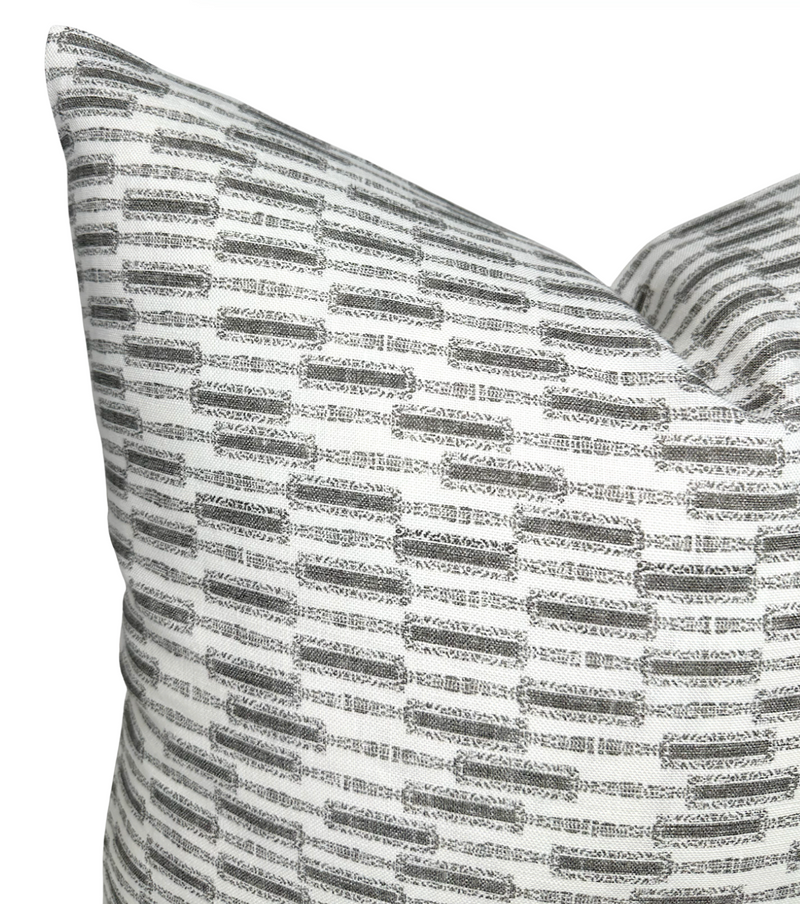 Lacuna Pillow Cover in Kohl on Ivory, Susan Connor Textiles