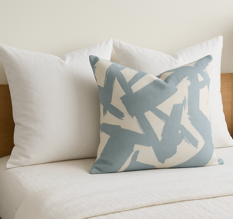 Bold Lines Linen Pillow Cover in Sky